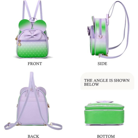 Bowknot Polka Dot Mini Backpack And Convertible Shoulder Bag Purse for Women - Picture 5 of 7